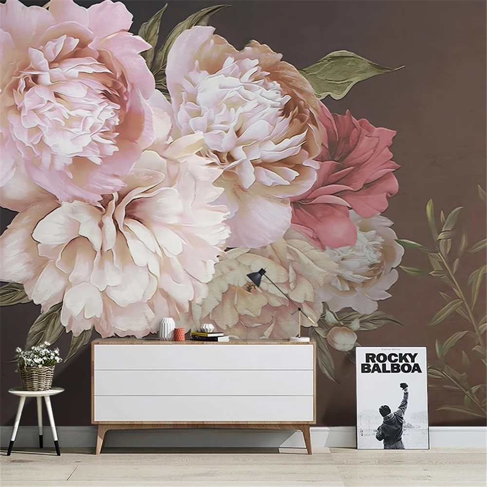 Background Film 3D - Papel de parede personalizado com peônias